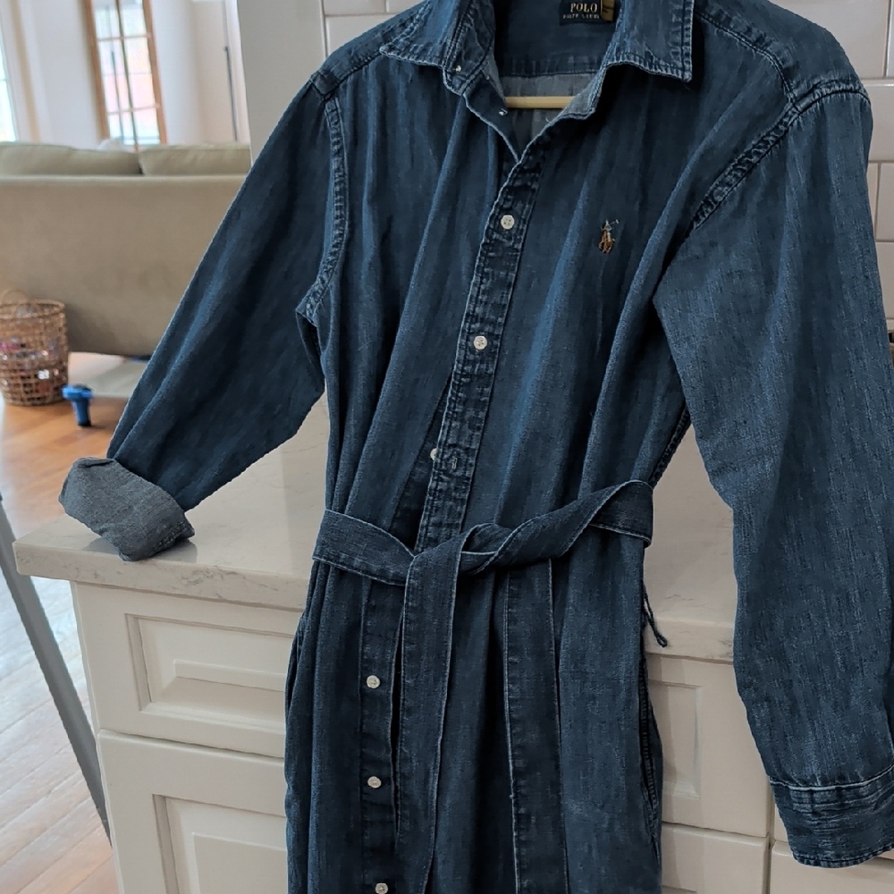 Polo by Ralph Lauren Dark Denim Long Sleeve Shirt Dress
